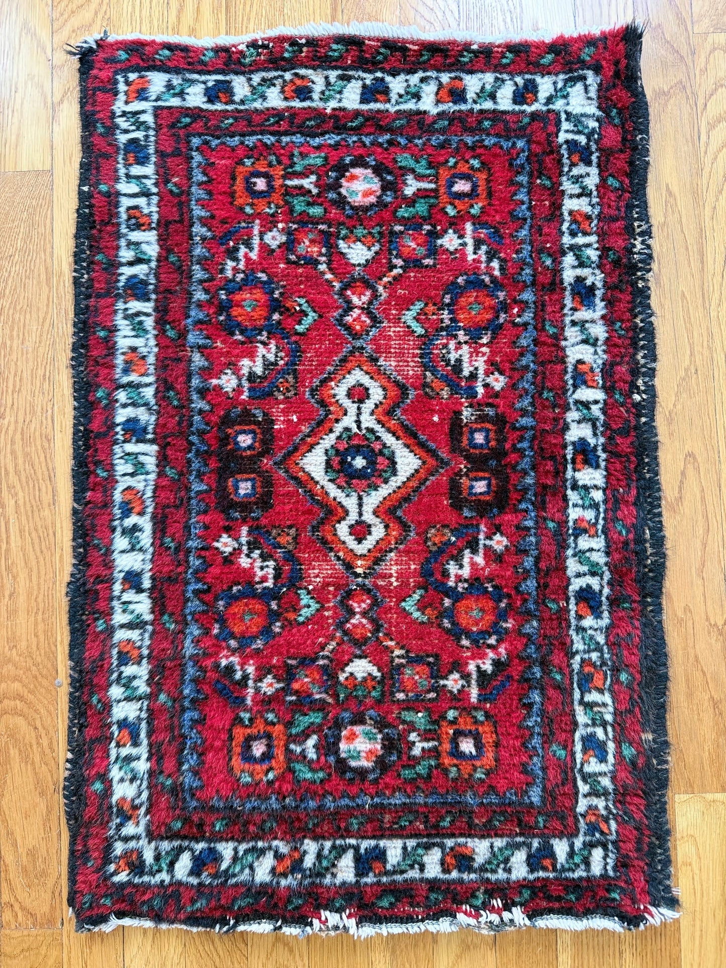 1011 | Classic Persian Karaja with Rich Red Field & Ice Blue Accents | 1.10 x 2.9