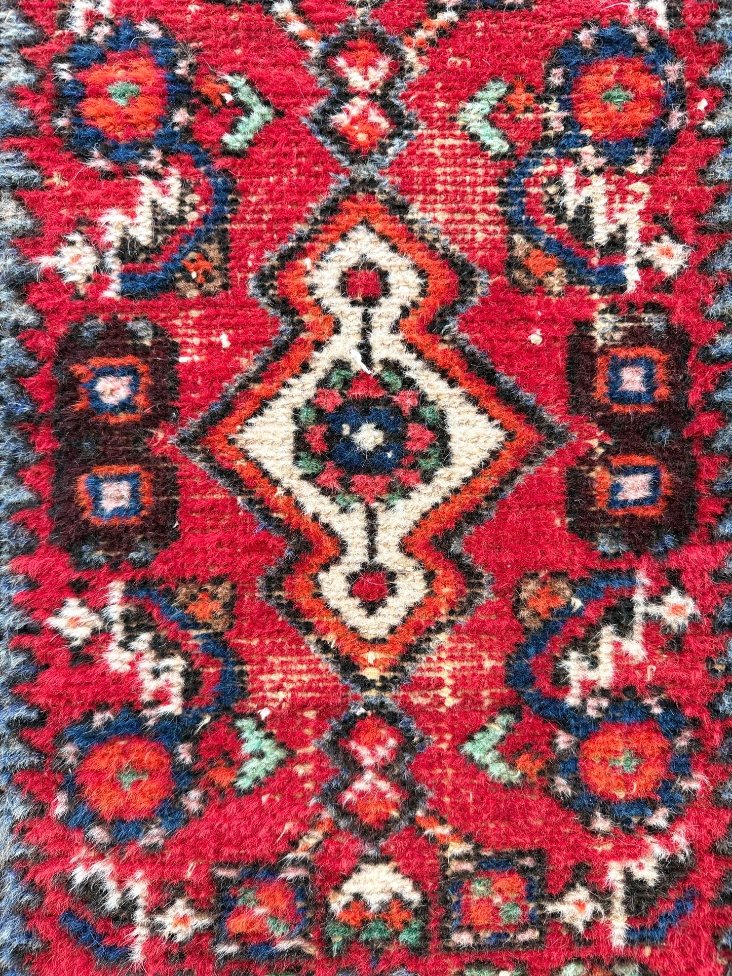 1011 | Classic Persian Karaja with Rich Red Field & Ice Blue Accents | 1.10 x 2.9