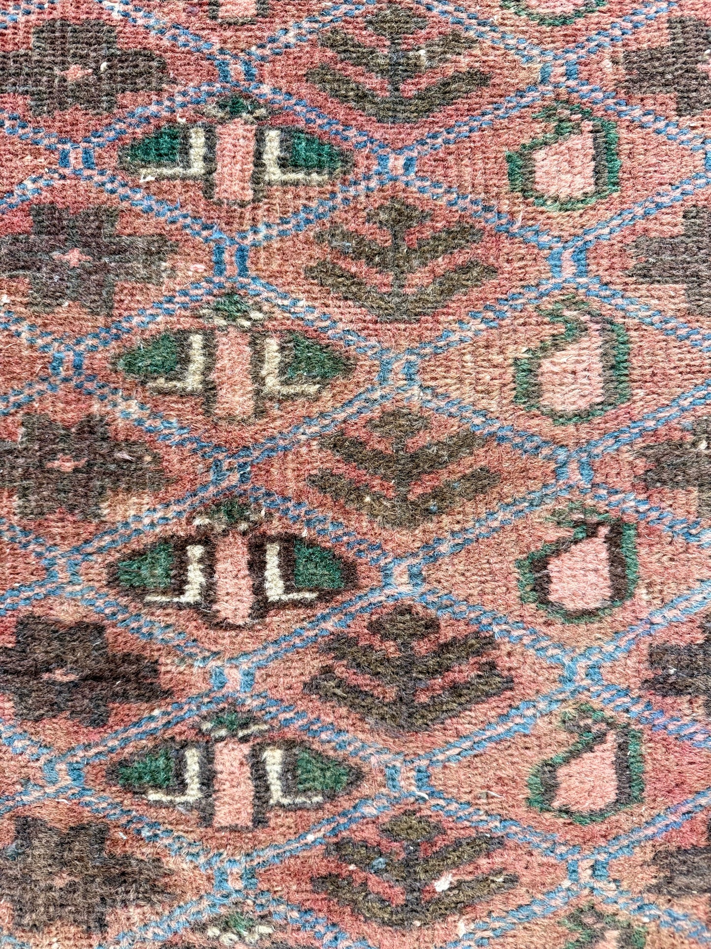 1014 | Timeworn Persian Hamadan–Malayer Boteh Runner with Salmon Terracotta Field | 2.5 x 4.9