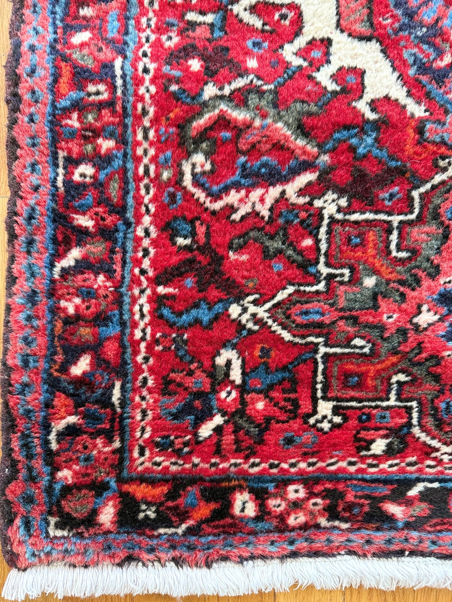 1015 | Plush Little Persian Karaja in Bold Red with Blue Accents | 2.2 x 3.0