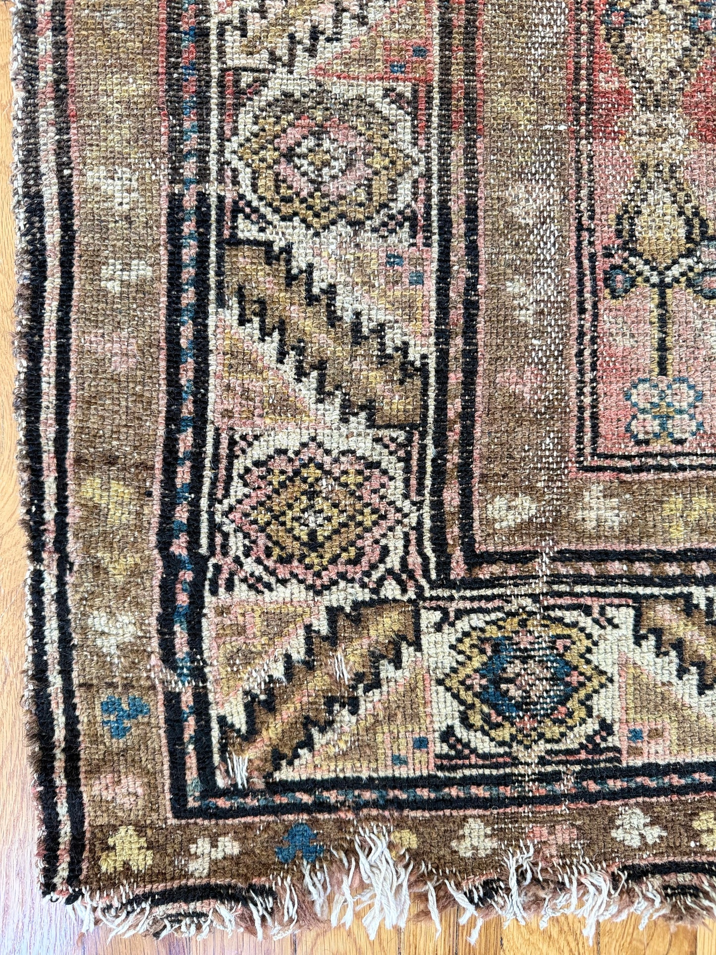 1020 | Antique 1910 Kazak with Brick-Red Lattice Field & Bold Tribal Diamond Medallions | 3.2 x 5.3