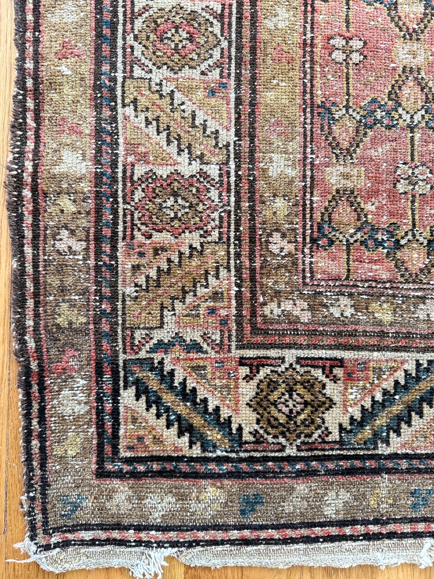 1020 | Antique 1910 Kazak with Brick-Red Lattice Field & Bold Tribal Diamond Medallions | 3.2 x 5.3