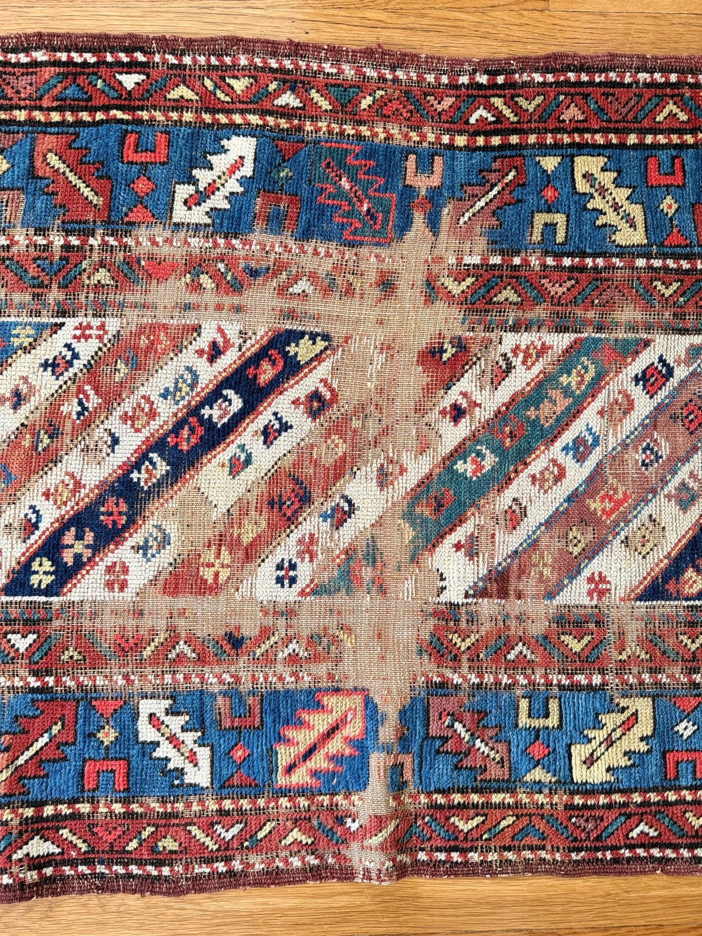 1021 | SPECTACULAR Antique Kurdish Runner with Indigo Stripes, Tribal Geometry & Century-Old Patina | 2.9 x 9.7
