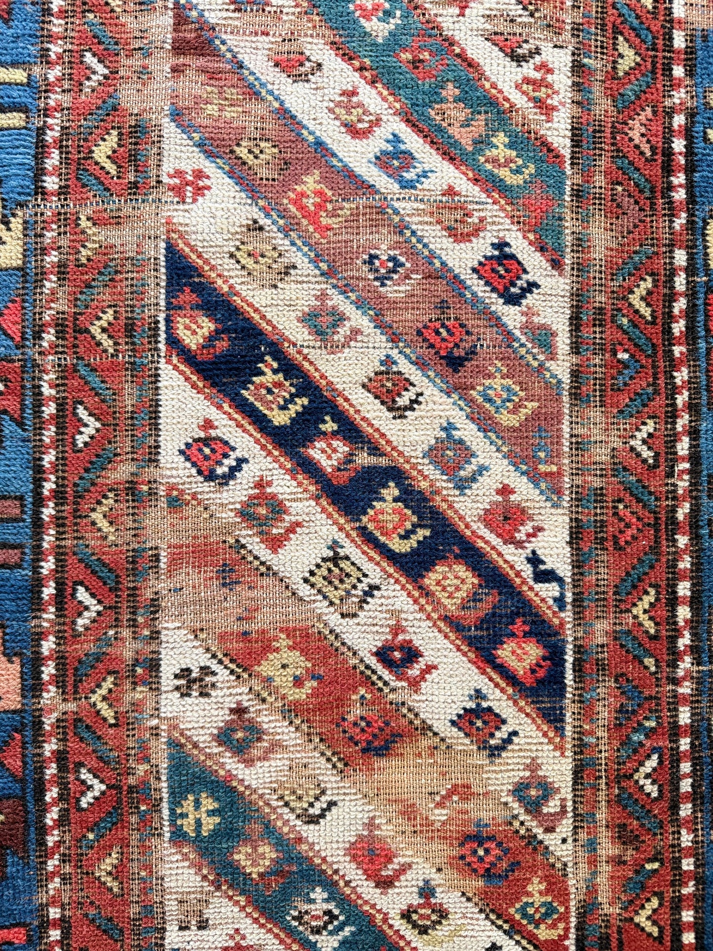 1021 | SPECTACULAR Antique Kurdish Runner with Indigo Stripes, Tribal Geometry & Century-Old Patina | 2.9 x 9.7