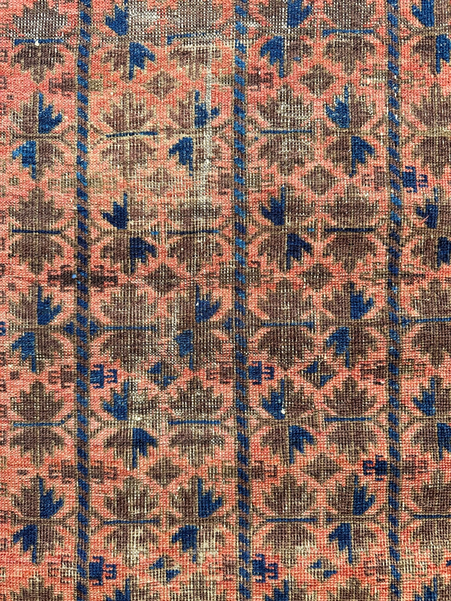 1027 | Dangerously Good Antique Malayer Runner with Dusty Rose Field & Midnight Indigo Motifs | 2.11 x 5.3