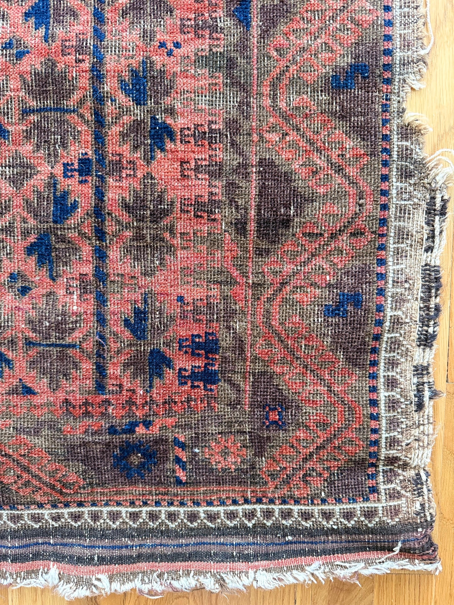 1027 | Dangerously Good Antique Malayer Runner with Dusty Rose Field & Midnight Indigo Motifs | 2.11 x 5.3