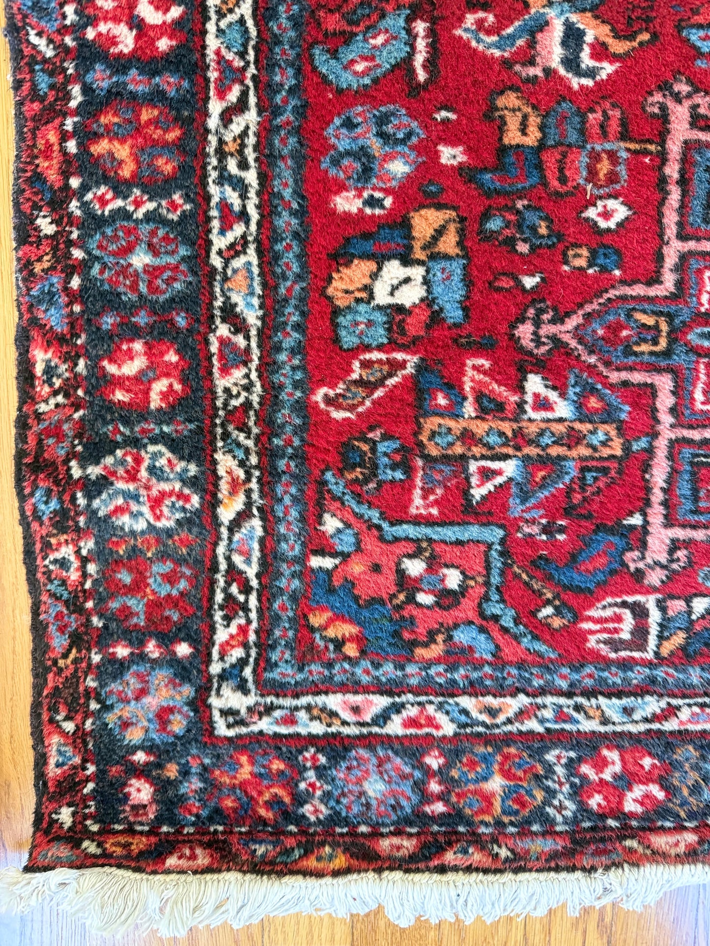 1036 | GORG Antique Karaja Rug in Lipstick Red & Cobalt | 3.8 x 4.8
