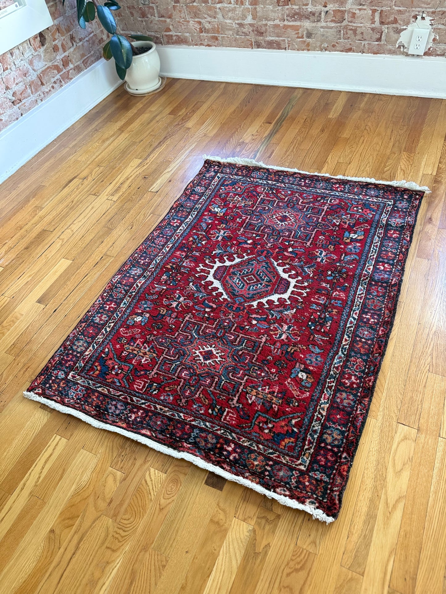 1036 | GORG Antique Karaja Rug in Lipstick Red & Cobalt | 3.8 x 4.8