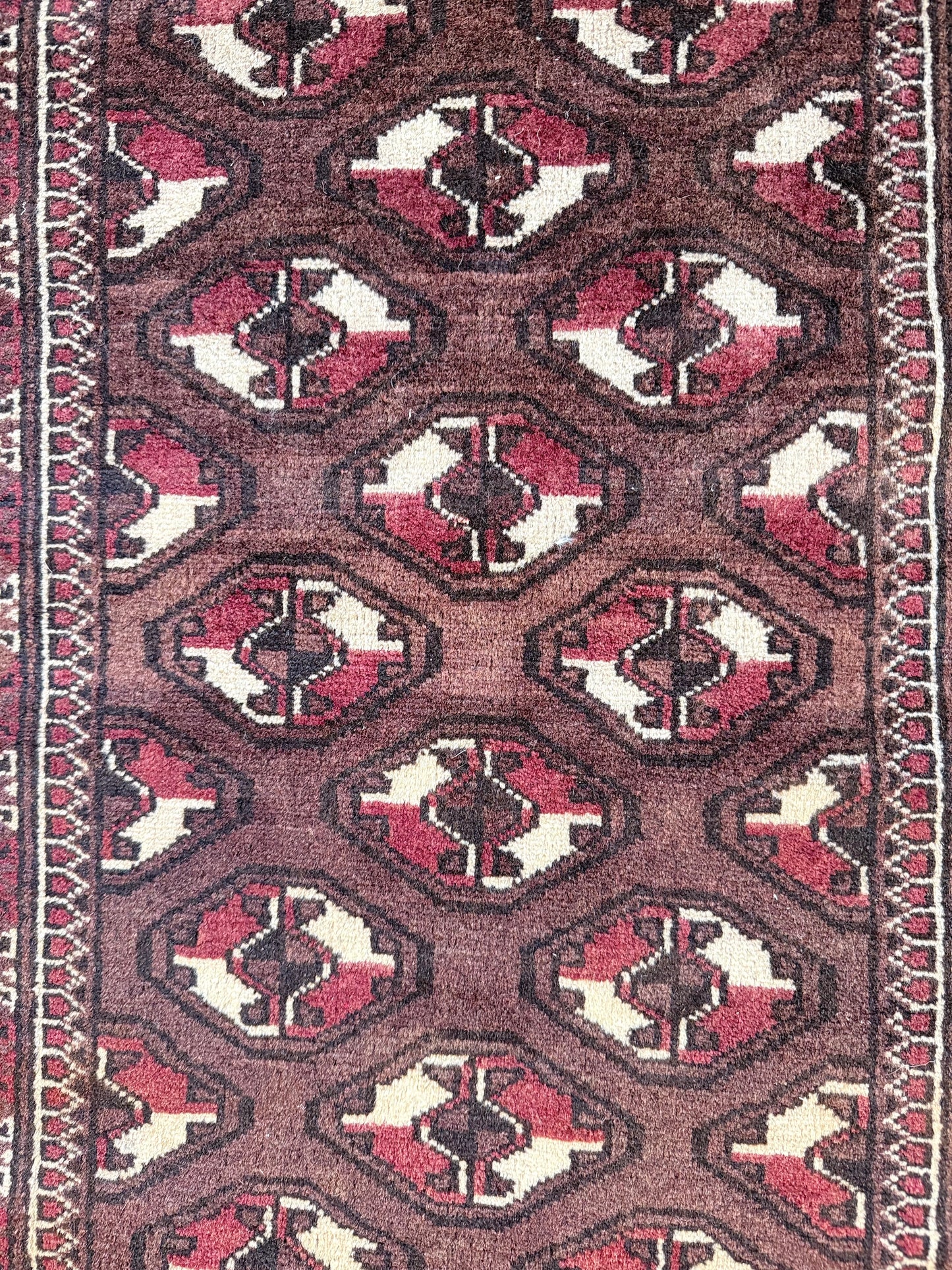 1038 | Moody Little Antique Bokhara with Oxblood Field & Tribal Guls | 2.3 x 3.6