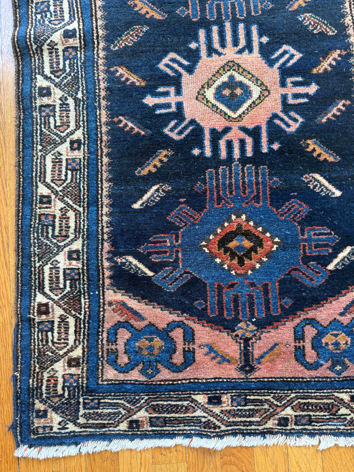 1068 | RARE BLUE BLOODED Antique Persian Karaja Rug with Midnight & Cobalt Blue | Circa 1910–1930 | 2.7 × 4.0