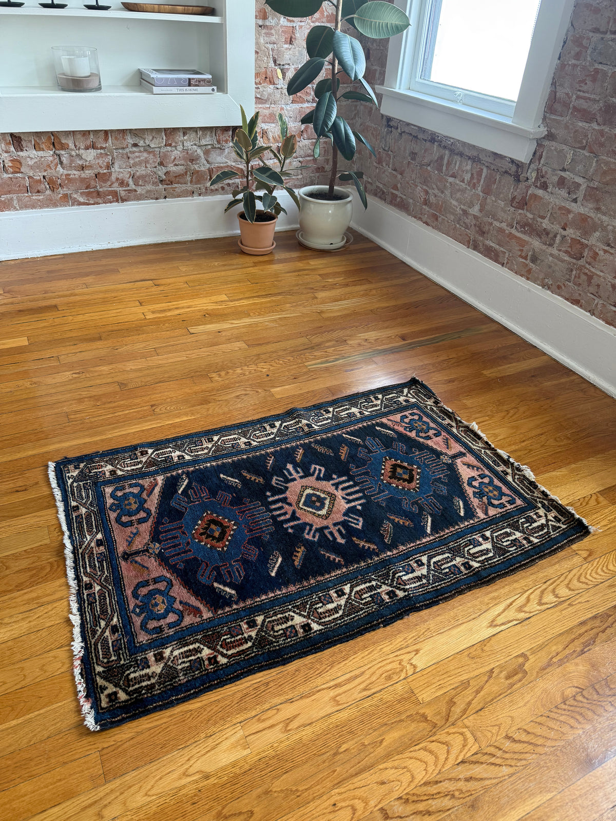 1068 | RARE BLUE BLOODED Antique Persian Karaja Rug with Midnight & Cobalt Blue | Circa 1910–1930 | 2.7 × 4.0