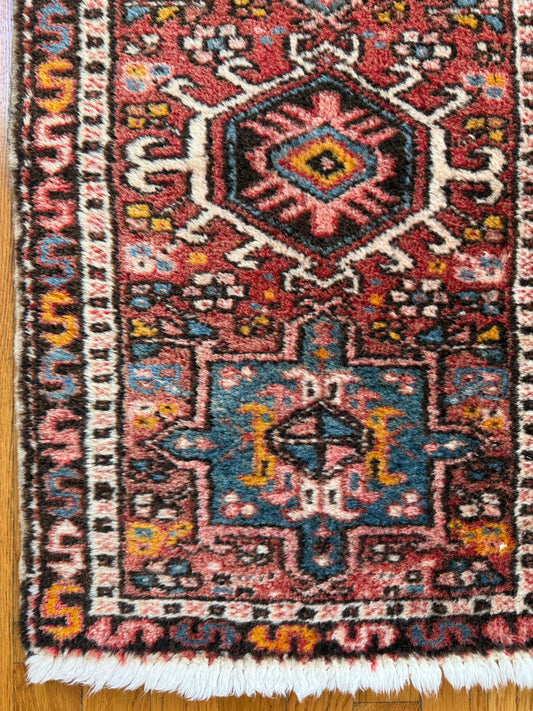 1072 | THREE OF A KIND Antique Persian Karaja Triple-Medallion Rug | Circa 1920–1930 | 1.7 × 2.8