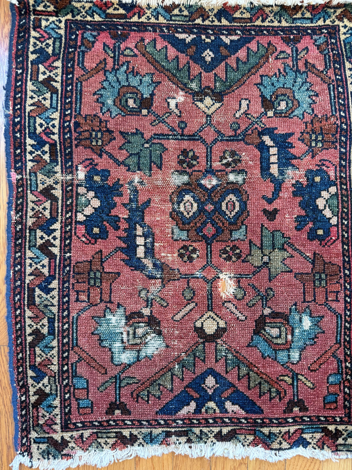 1073 | ROSEWATER Antique Persian Malayer Rug with Dusty Rose & Powder Blue | Circa 1920 | 2.0 × 2.4