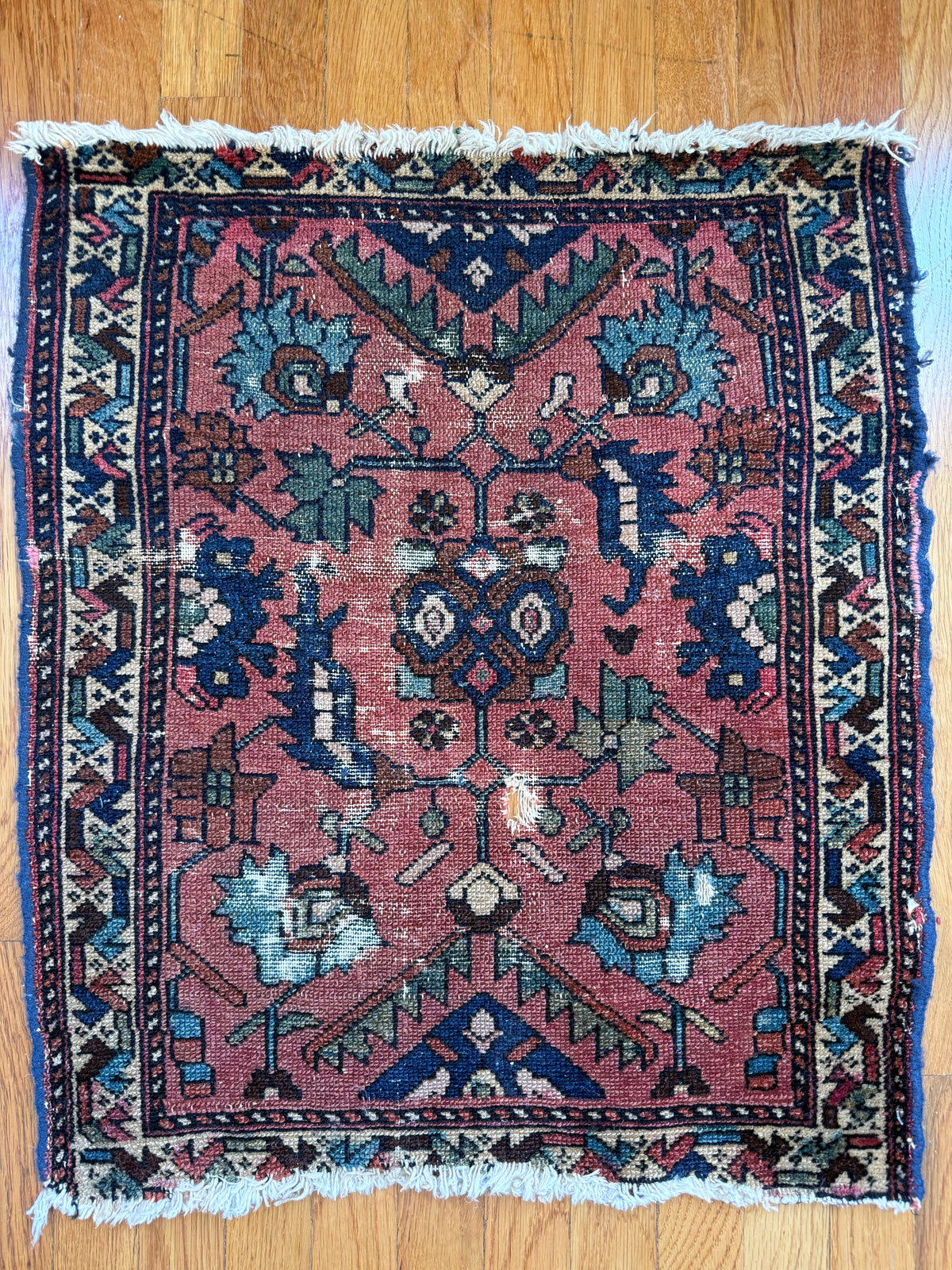 1073 | ROSEWATER Antique Persian Malayer Rug with Dusty Rose & Powder Blue | Circa 1920 | 2.0 × 2.4