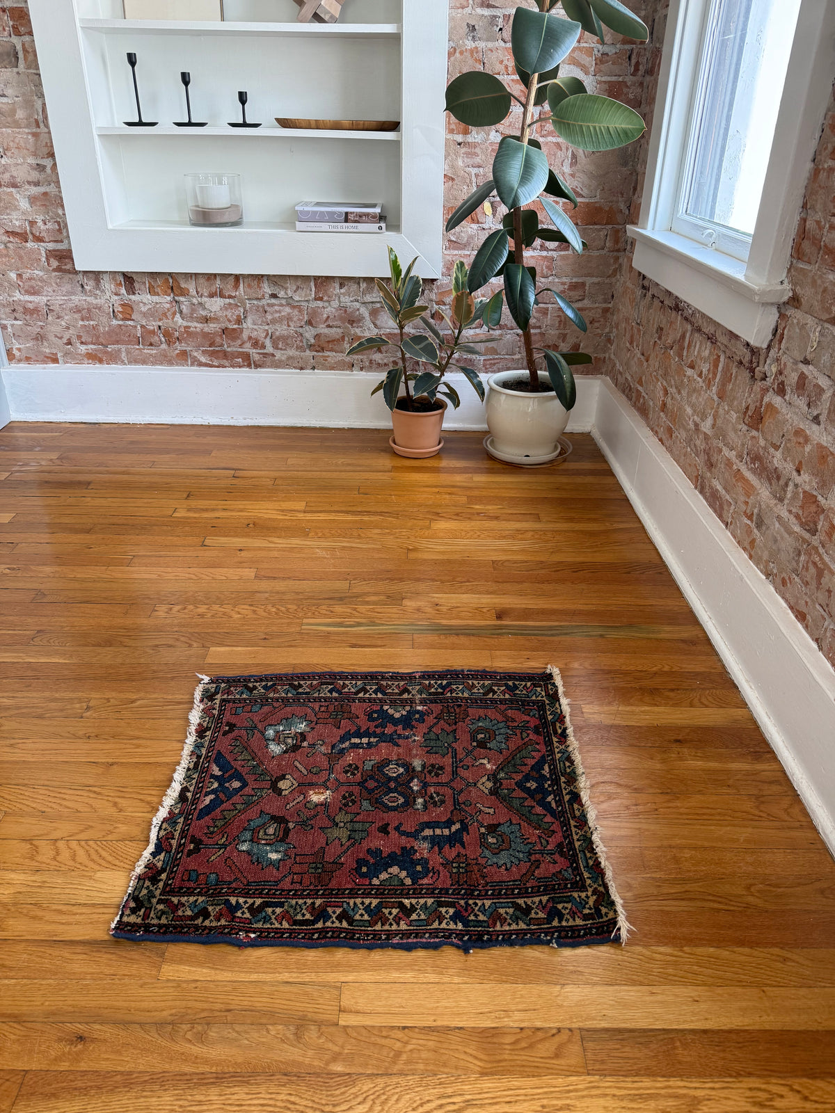 1073 | ROSEWATER Antique Persian Malayer Rug with Dusty Rose & Powder Blue | Circa 1920 | 2.0 × 2.4
