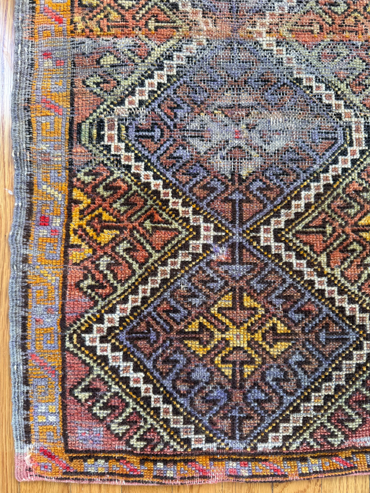1076 | SAFFRON Antique Southwest Persian Qashqai/Luri Tribal Rug | Circa 1900–1920 | 2.7 × 2.9