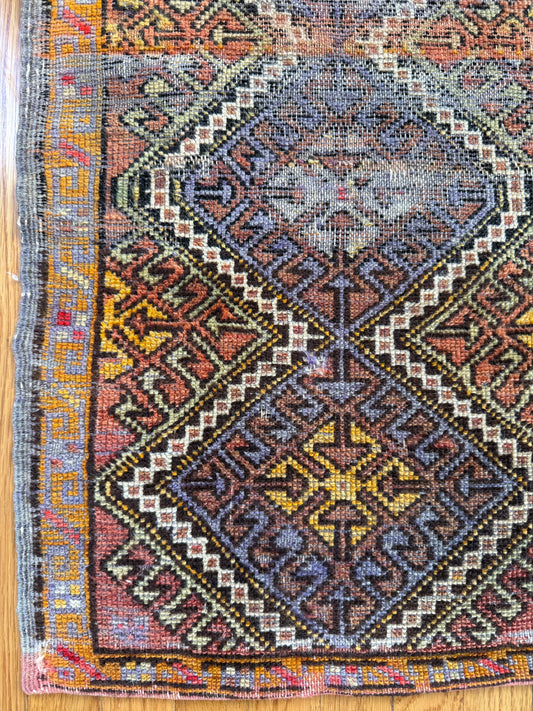 1076 | SAFFRON Antique Southwest Persian Qashqai/Luri Tribal Rug | Circa 1900–1920 | 2.7 × 2.9