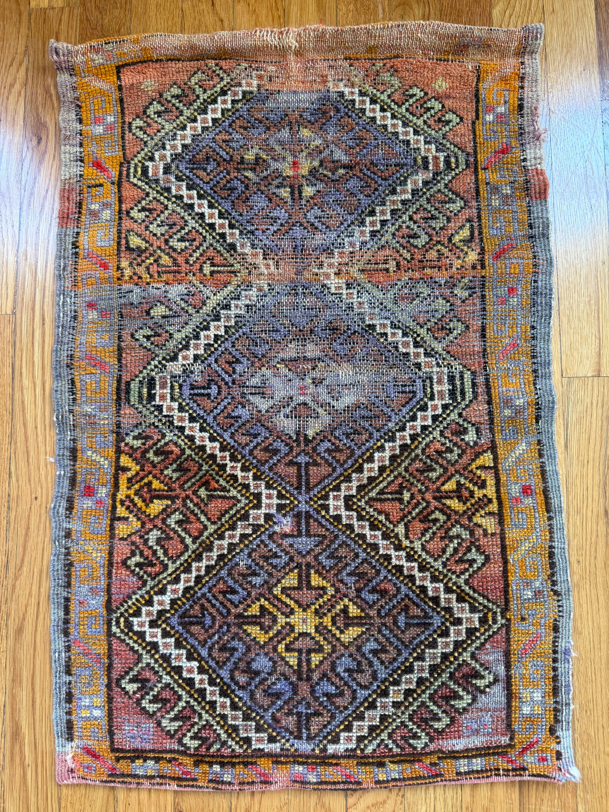1076 | SAFFRON Antique Southwest Persian Qashqai/Luri Tribal Rug | Circa 1900–1920 | 2.7 × 2.9