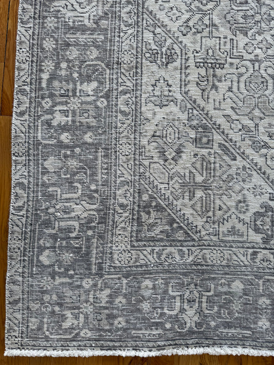 1078 | GHOST of Tabriz Rug with Color-Reduced Ivory & Silver Palette | Circa 1920–1930 | 6.3 × 9.1