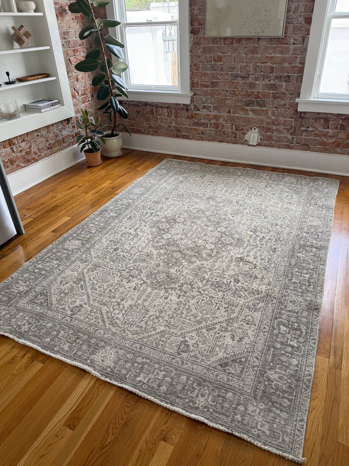 1078 | GHOST of Tabriz Rug with Color-Reduced Ivory & Silver Palette | Circa 1920–1930 | 6.3 × 9.1