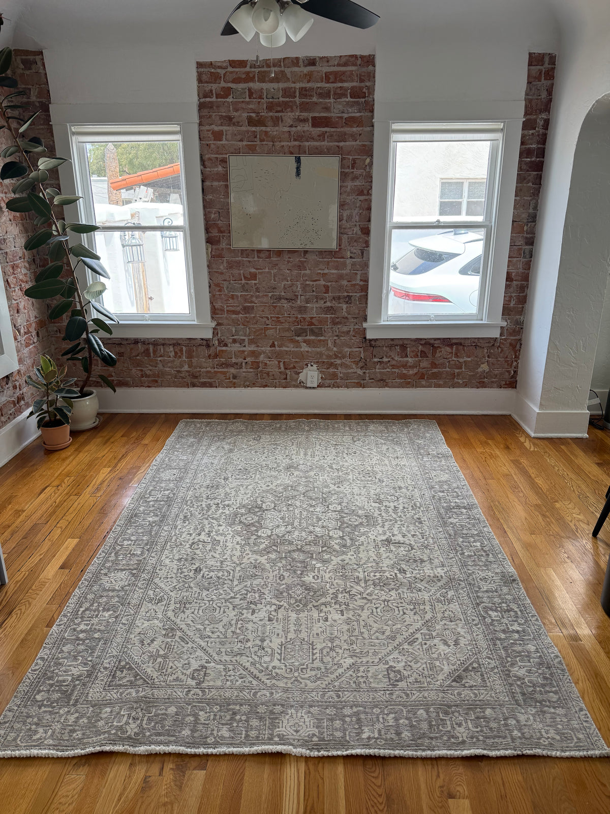 1078 | GHOST of Tabriz Rug with Color-Reduced Ivory & Silver Palette | Circa 1920–1930 | 6.3 × 9.1