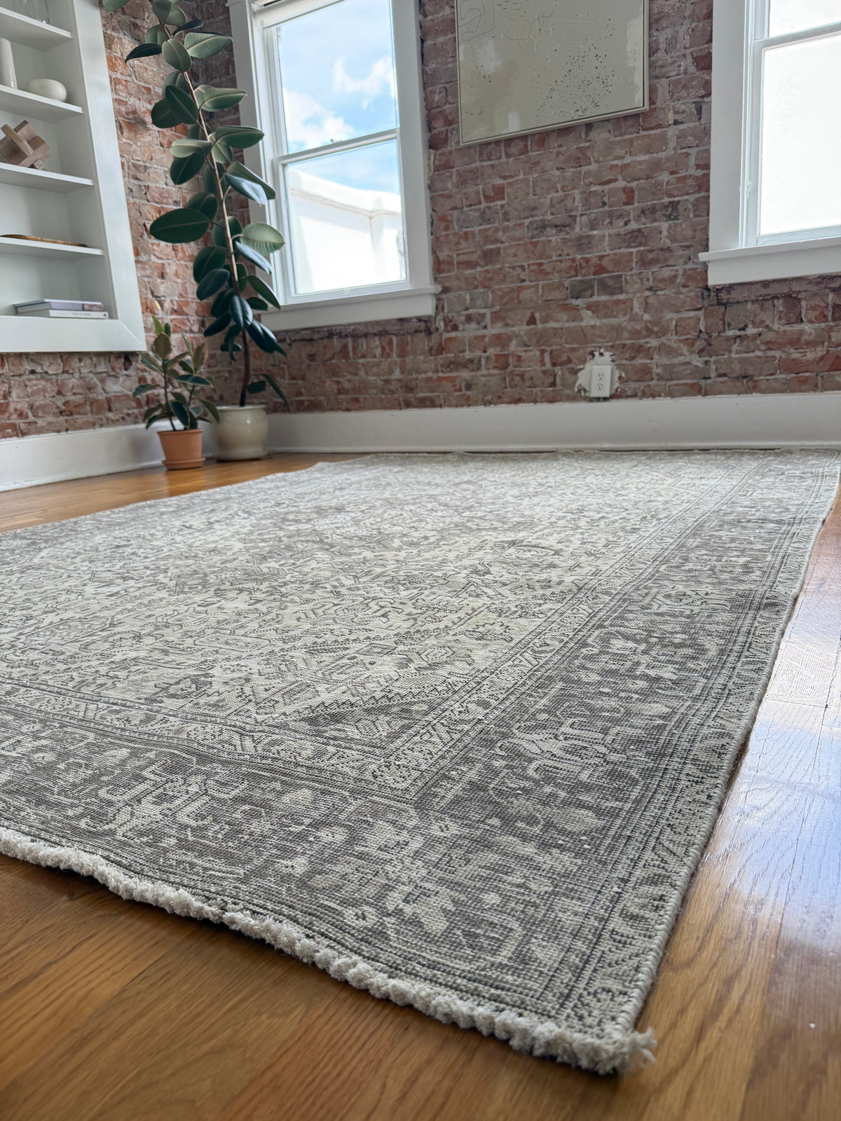 1078 | GHOST of Tabriz Rug with Color-Reduced Ivory & Silver Palette | Circa 1920–1930 | 6.3 × 9.1
