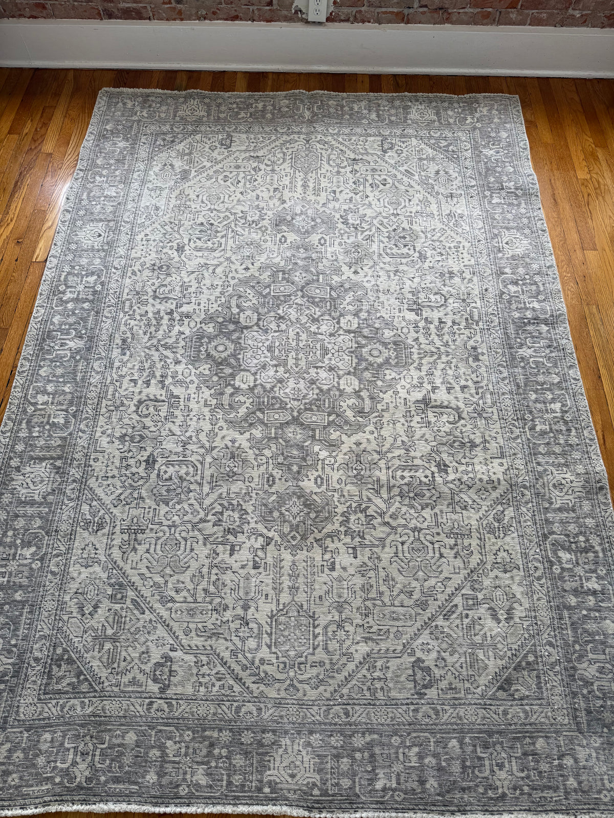 1078 | GHOST of Tabriz Rug with Color-Reduced Ivory & Silver Palette | Circa 1920–1930 | 6.3 × 9.1